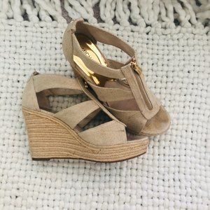Michael Kors Tan Open-Toed Berkley Platform Wedge